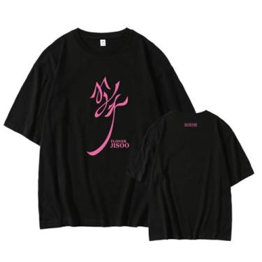 Imagem de Camiseta K-pop B-Link j-isoo álbum flor mercadoria para fãs camisetas suporte impresso camiseta Contton gola redonda, Preto, P