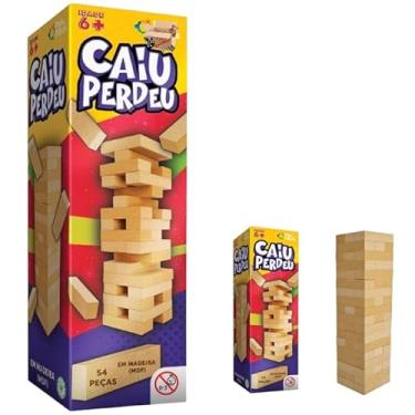 Imagem de Brinquedo Pedagógico Educativo Jogo Caiu Perdeu 54 Peças De Madeira