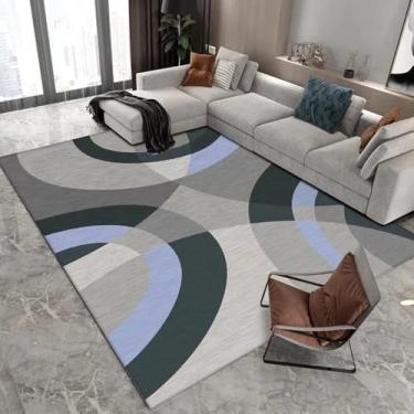 Imagem de Tapete geométrico de luxo leve, moderno, sala de estar, área grande, quarto, sofá, lavável à máquina, decoração, carpetes, flanela, 9.200 x 250 cm, 78,7 x 98 pol.