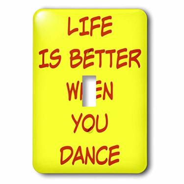 Imagem de 3dRose lsp_201978_1"life is better when you dance red letters on yellow background Single Toggle Switch, Multicolor
