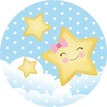 Imagem de Painel de Lona Redondo Estrelinha Sorrindo - Fabrika De festa, 100x100