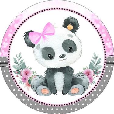 Imagem de Painel De Festa Redondo 1,50x1,50 - Panda Aquarela 007 - Via Cores