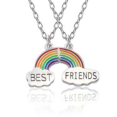 Imagem de MJartoria Best Friend Colares Best Buds Friendship BFF para 2 lindos presentes de aniversário de girassol com leite e biscoito para crianças, Metal