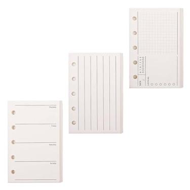 Imagem de Mogoostry Refil de papel A8 perfurado com 5 furos, pacote com 3, papel de enchimento mini fichário tamanho A8, escrita vertical, refil pautado semanal, inserções de papel de folha solta, 40 folhas por