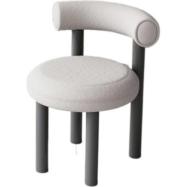 Imagem de Cadeira de jantar de veludo de cordeiro, cadeira de cozinha de luxo leve, cadeira de maquiagem, cadeira lateral resistente com estrutura de metal, cadeiras de lazer para restaurante, café, branca,