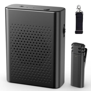 Imagem de Amplificador de voz sem fio com microfone de lapela sem fio, sistema PA, alto-falante portátil e microfone condensador omnidirecional sem fio para professores, streaming, sala de aula, discurso,