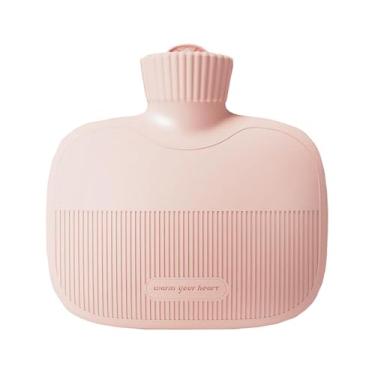 Imagem de Garrafa de água quente, bolsa de água quente de 1L para compressa quente e fria, aquecedor de pés de mão para o inverno sem cobertura - rosa