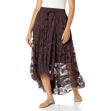Imagem de Daisy corsets Saia feminina de renda marrom, Marrom, Tamanho Único