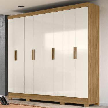 Imagem de Guarda-roupa Casal 8 Portas 4 Gavetas e Pés Diplomata Freijó/Off