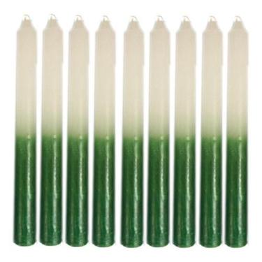 Imagem de Aib vela palito tradicional bicolor verde e branca maço c/ 8un 17cm - 