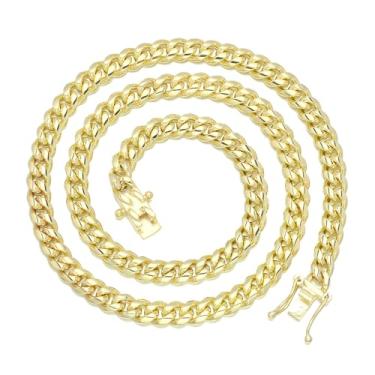 Imagem de Jewelry Kingdom 1 Coleção de colar de corrente de ouro amarelo 14K 6 mm/10 mm/14 mm com design de fecho de fivela de liberação rápida para homens ou mulheres, 8 inch, Aço inoxidável, Sem Pedra