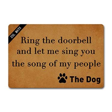 Imagem de Capacho antiderrapante para ambientes internos e externos, tapete de porta da frente engraçado bem-vindo tapete de entrada de cozinha (23,6 x 39,9 cm) toca a campainha e me lef me Sing You The Song of