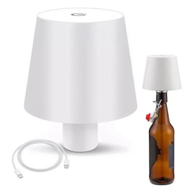 Imagem de Luminaria Abajur Garrafa Recarregavel Led USB Touch Iluminaçao Ajustavel 3 Tons Decoraçao Mesa Quarto Sala Luz Escrivaninha