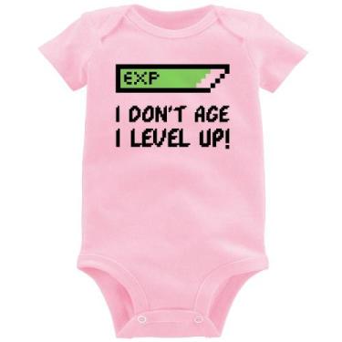 Imagem de Body Bebê I Don't Age, I Level Up - Foca na Moda, Rosa bebê, P