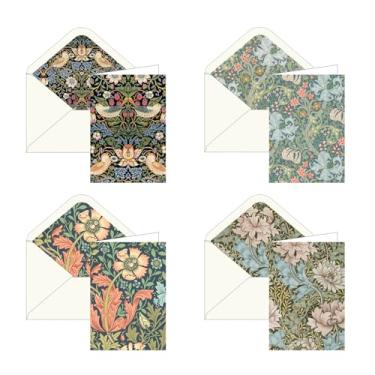 Imagem de RainCaper Laurel Burch Keepsake 5x7 Cartões de papelaria em branco com envelopes decorativos, caixa de presente conjunto de 16 | Cartolina 300 GSM (William Morris Favorites)