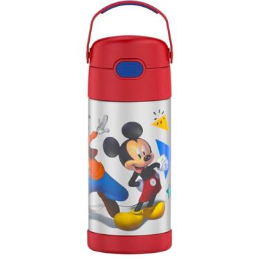 Imagem de Garrafa infantil THERMOS FunTAINER de aço inoxidável com canudo, 350 ml, Mickey Mouse