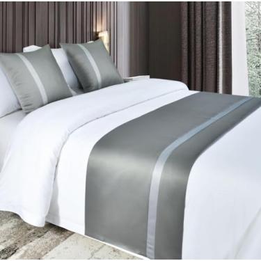Imagem de Cachecol de cama de hotel, colchas, sedoso, macio, lenço, proteção, simples, toalha de cama de cor sólida, decoração de quarto, cinza/casal/queen 40 x 203 cm