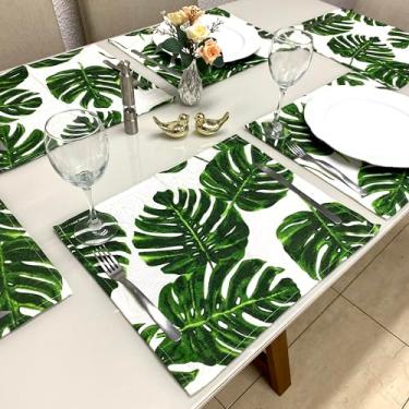 Imagem de Jogo Americano Retangular 4 Lugares - Tecido - Mesa Posta (Tecido Costela Verde)