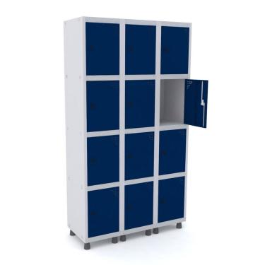 Imagem de Armario Roupeiro 12 Portas Aço Grp 503/12 Pandin Móveis Cinza/azul Del Rey