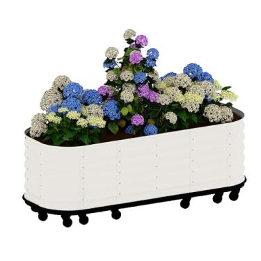Imagem de GarveeHome Cama de jardim de metal autoirrigável – Caixa de plantador móvel elevada com água, estação de cultivo de aço galvanizado para uso interno/externo para ervas, vegetais e decoração (240 x 60