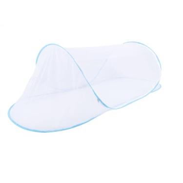 Imagem de Gugxiom Tenda Mosquiteira Grande De 78 * 32 22", Rede Acampamento Dobrável Portátil Com Fundo, Para Cama, Viagem, Pátio (Azul)
