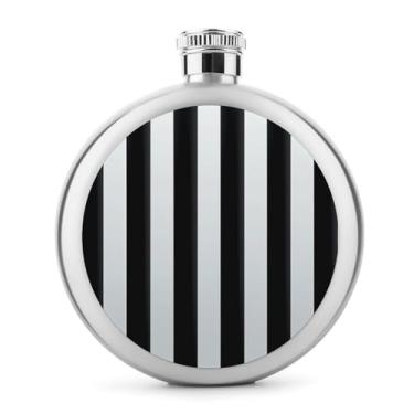Imagem de Cantil de aço inoxidável, preto e branco, listras, impressão, bolso, cantil, garrafa de viagem, portátil, garrafa de licor, garrafa de metal