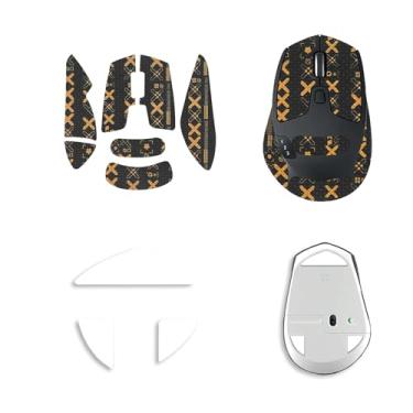 Imagem de NOUKAJU Fita de aderência de mouse para Logitech M720, bordas curvas arredondadas, patins, kit de atualização de mouse profissional pré-cortado resistente ao suor autoadesivo (almofada de pé + fita