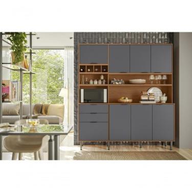 Imagem de Kit Cozinha Viena Com 7 Portas E 3 Gavetas Jequitiba Cinza Lukaliam