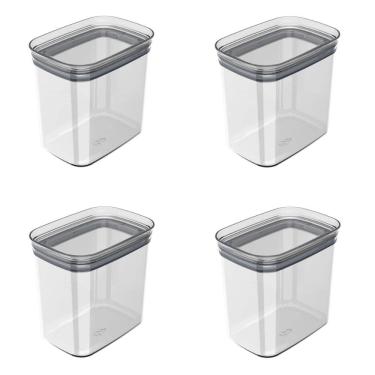 Imagem de Conjunto de Potes Herméticos 1,5 L 4 Peças Block Retangular Transparente Ou