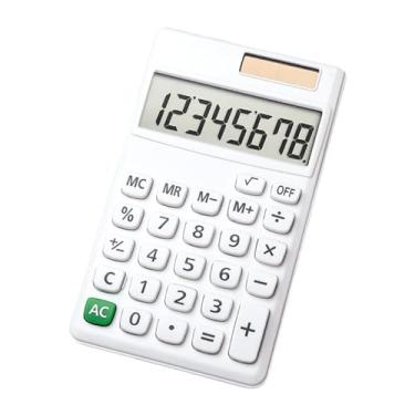 Imagem de Calculadora mecânica 8 dígitos grande energia solar LCD Display Big Button Cardy Candy Colored Calculadora Adequa para Escola Office Home para Crianças Contador Branco Pink Blue (Branco)