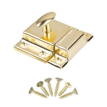 Imagem de Trava grande de armário de latão estampado - Trinco oval de reprodução antiga | UA-140-LPB (1)