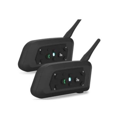 Imagem de Conjunto Intercomunicador Bluetooth V6 Pro Plus para Moto com 2 Aparelhos 1200m DSP Bateria 18h