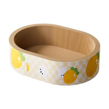 Imagem de FJMQHU Arranhador de papelão para gatos, centro de recreação para gatos, brinquedo para animais de estimação, placa oval, formato de tigela, cadeira de