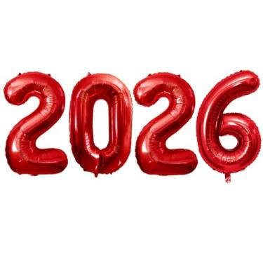 Imagem de GOER Balões com número de alumínio 2024 para festa de ano novo 2024, decorações de formatura (vermelho, 81 cm)