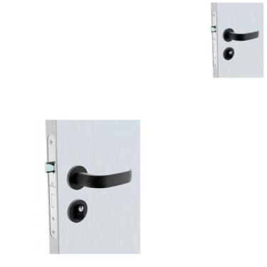 Imagem de Fechadura Para Porta Soprano Externa Icaro Roseta Redonda Preta Cor Cromado Alumí­nio