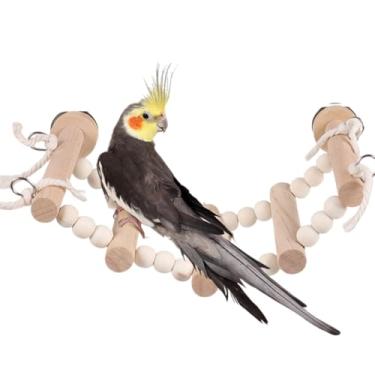 Imagem de CXYYXF Ponte de escada de pássaros, brinquedos de madeira para escalada e balanço, acessórios de gaiola para pássaros, ratos, papagaios, hamster, esquilo, planadores, periquitos, calopsitas, conures