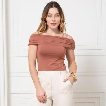Imagem de Blusa Feminina Ombro a Ombro em Poliamida - Maranne, Marrom, M