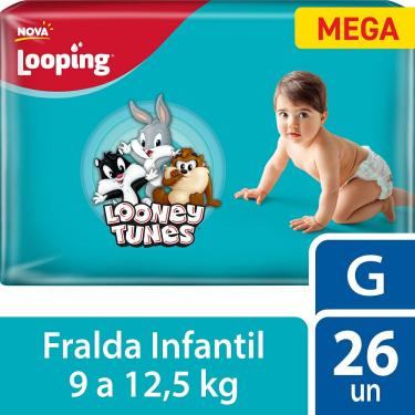 Imagem de Fralda Looping Looney Tunes Mega G 26 Unidades