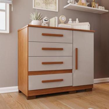 Imagem de Cômoda Infantil 4 Gavetas 1 Porta Aurora Espresso Móveis Cinamomo / Of