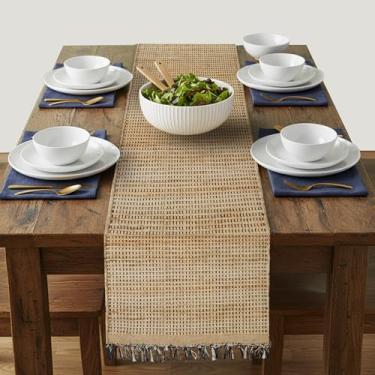 Imagem de Eco Crave Jute Runner retangular branco e preto 30,5 x 139,7 cm