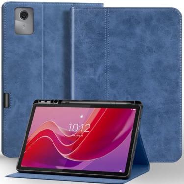 Imagem de NANRUIL Capa protetora para Lenovo Tab M11 Xiaoxin Pad 11 polegadas 2024/2025 capa protetora de couro legítimo, suporte de caneta integrado e despertar/hibernar automaticamente. Azul