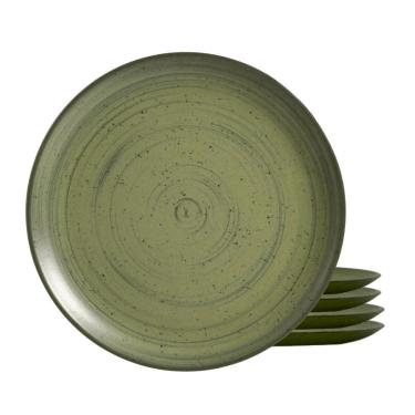 Imagem de Jogo De Pratos Sobremesa Cerâmica Kit 4 Peças 20Cm Kya Olive