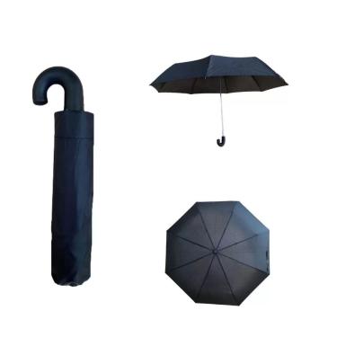 Imagem de Guarda Chuva Cabo Curto Preto Manual (Pequeno Cabo Curvo)