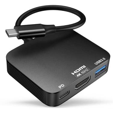 Imagem de Adaptador USB C para HDMI 【4K @60Hz】, adaptador Vilcome HDMI para USB C multiportas com porta USB tipo C PD e USB 3.0, compatível com MacBook Pro/Air, iPad Pro/Air, Dell XPS, iPhone 15 Pro/Max