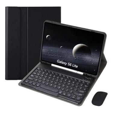 Imagem de Kit Capa para Samsung S6 Lite 10.4 Polegadas: Capa para Tablet + Teclado Redondo + Mouse