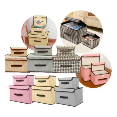 Imagem de Cesto Organizador Rígido Para Armário e Closet com 2 Unidades Tecido Reforçado