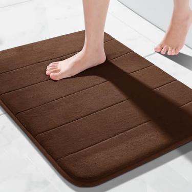 Imagem de Tapete de banho de espuma viscoelástica, 61 x 43 cm, confortável, macio, antiderrapante, super absorvente, tapete de banheiro de secagem rápida para chão, banheira e chuveiro, lavável na máquina