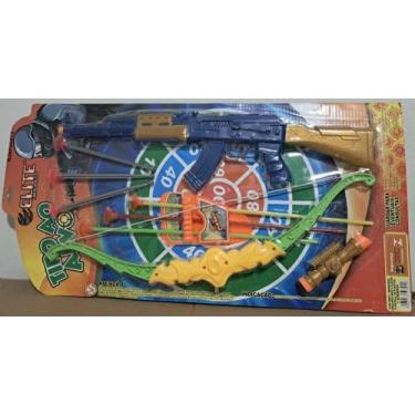 Imagem de Arco e flechas de brinquedo arma lança dardos arminhas plástica - ELIT