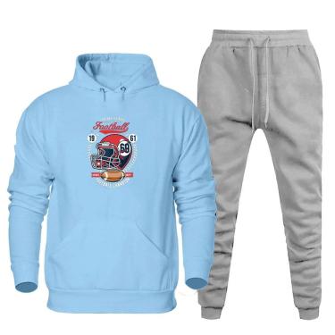 Imagem de Conjunto Blusa de Frio Canguru e Calça Moletom 50% Poliéster 50% Algodão Quentinha Estampada
