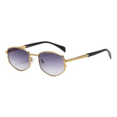 Imagem de Óculos de sol vintage de metal, feminino, masculino, armação pequena de diamante, retrô, proteção UV, punk (C5 dourado, cinza)